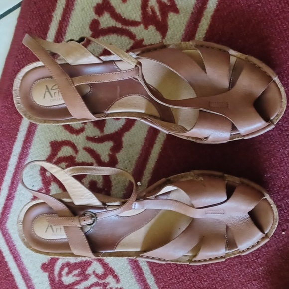 Clarks Artisan Alameda Cork Leather Wedge Sandals - Picture 1 of 7